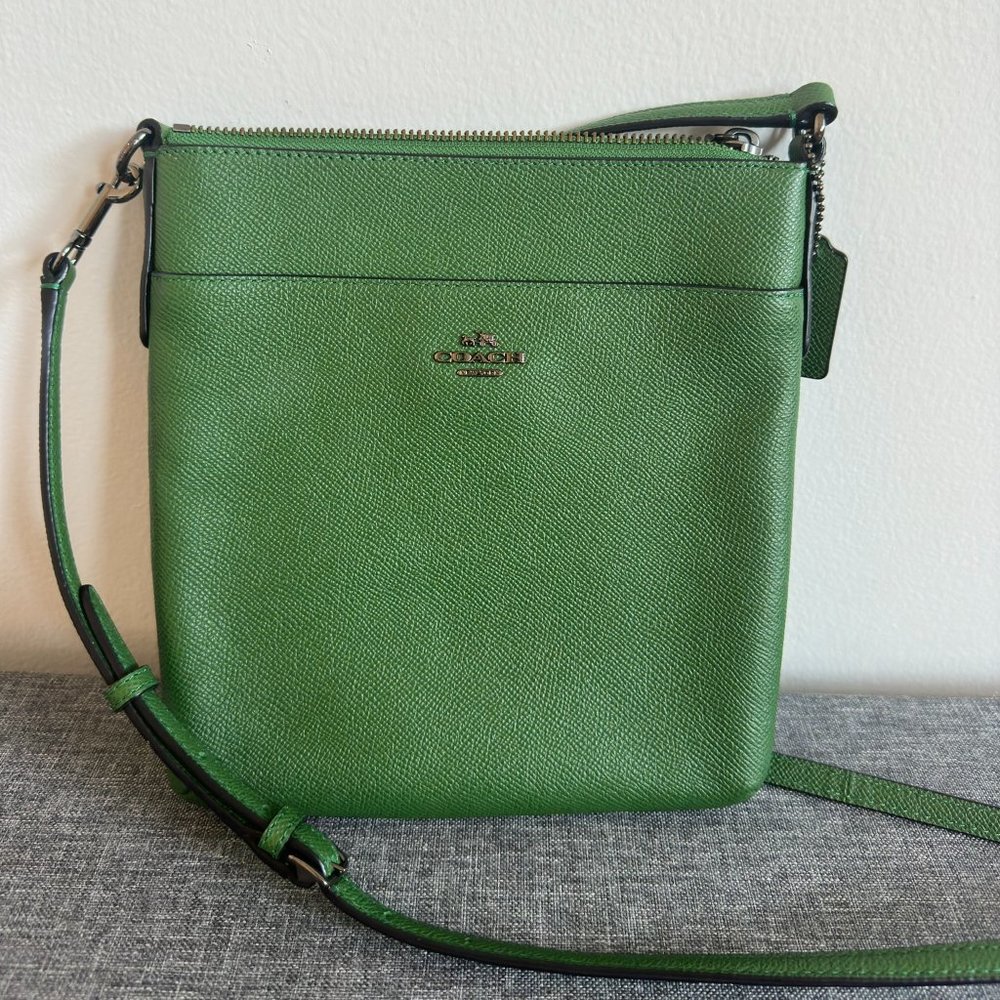 Coach Leather Zip-Top Crossbody Bag (Kelly Green)